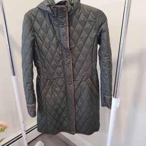 Ralph Lauren Olive Quilted Coat with Brown Accents
